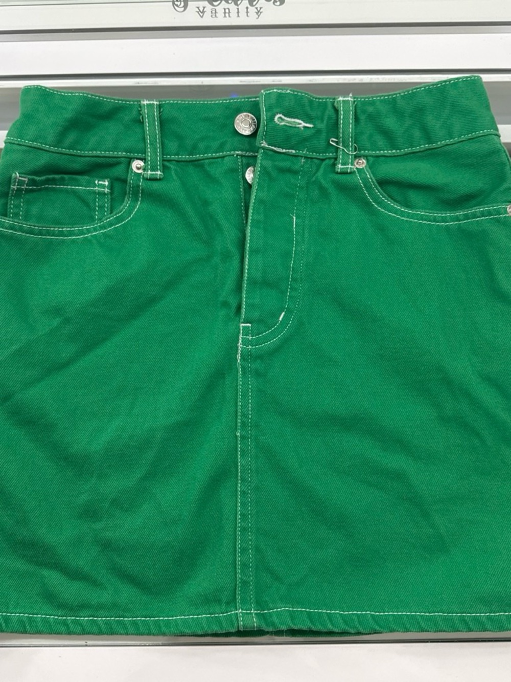 Forever 21 Green Denim Mini Skirt